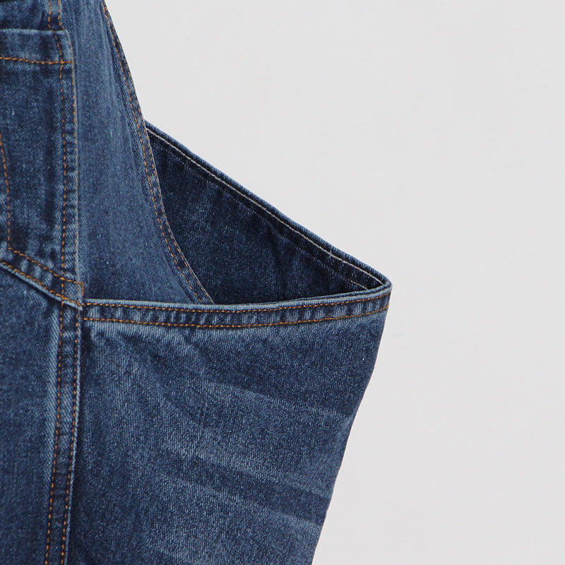 Asymmetric Irregular Washed Denim Skirt