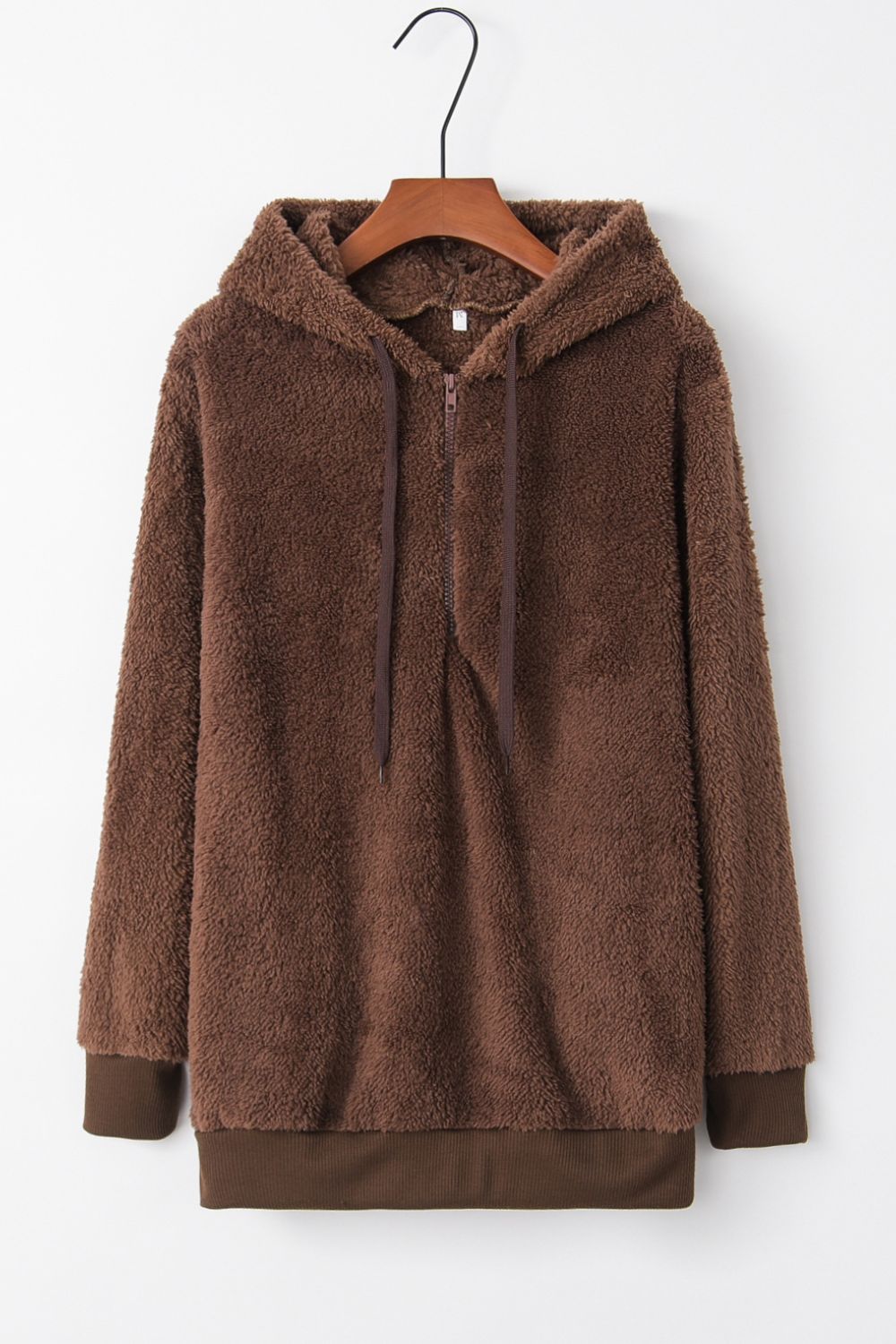 Quarter-Zip Drawstring Teddy Hoodie - US Only