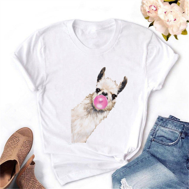 Women's Animal Balloon Printed Short-Sleeve T-Shirt