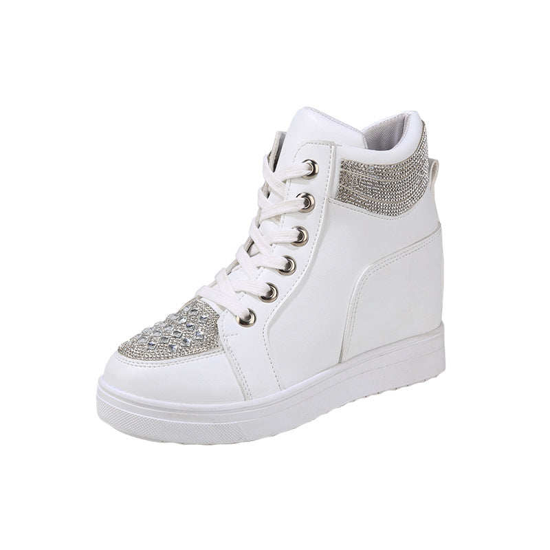 Rhinestone Flat Lace-Up Sneakers