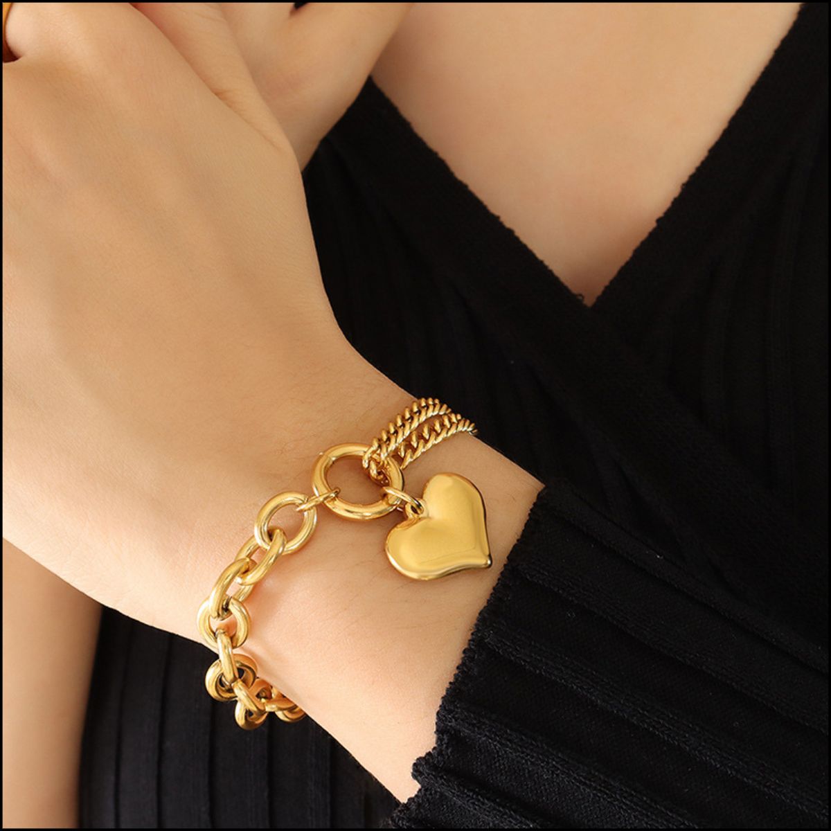 Half Chunky Chain Titanium Steel Bracelet - US Only