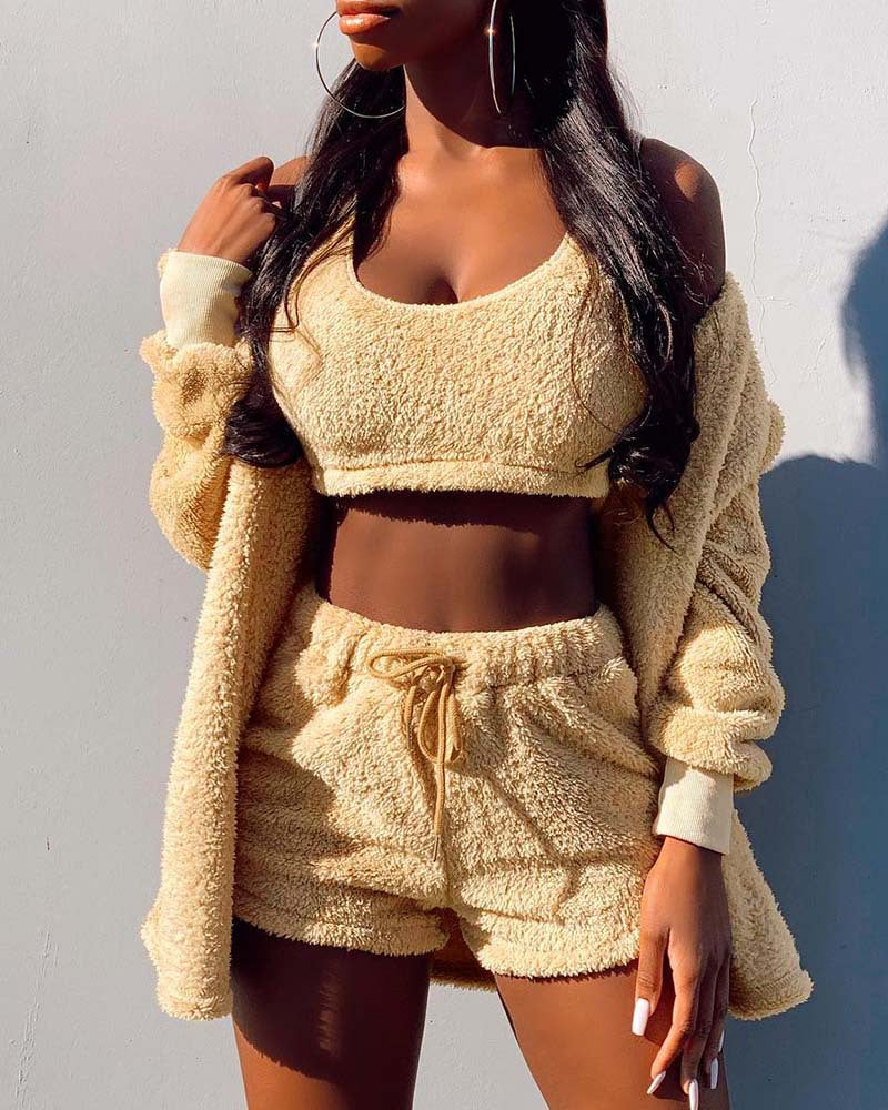 Casual Suit For Women - Coat+Shorts+Vest