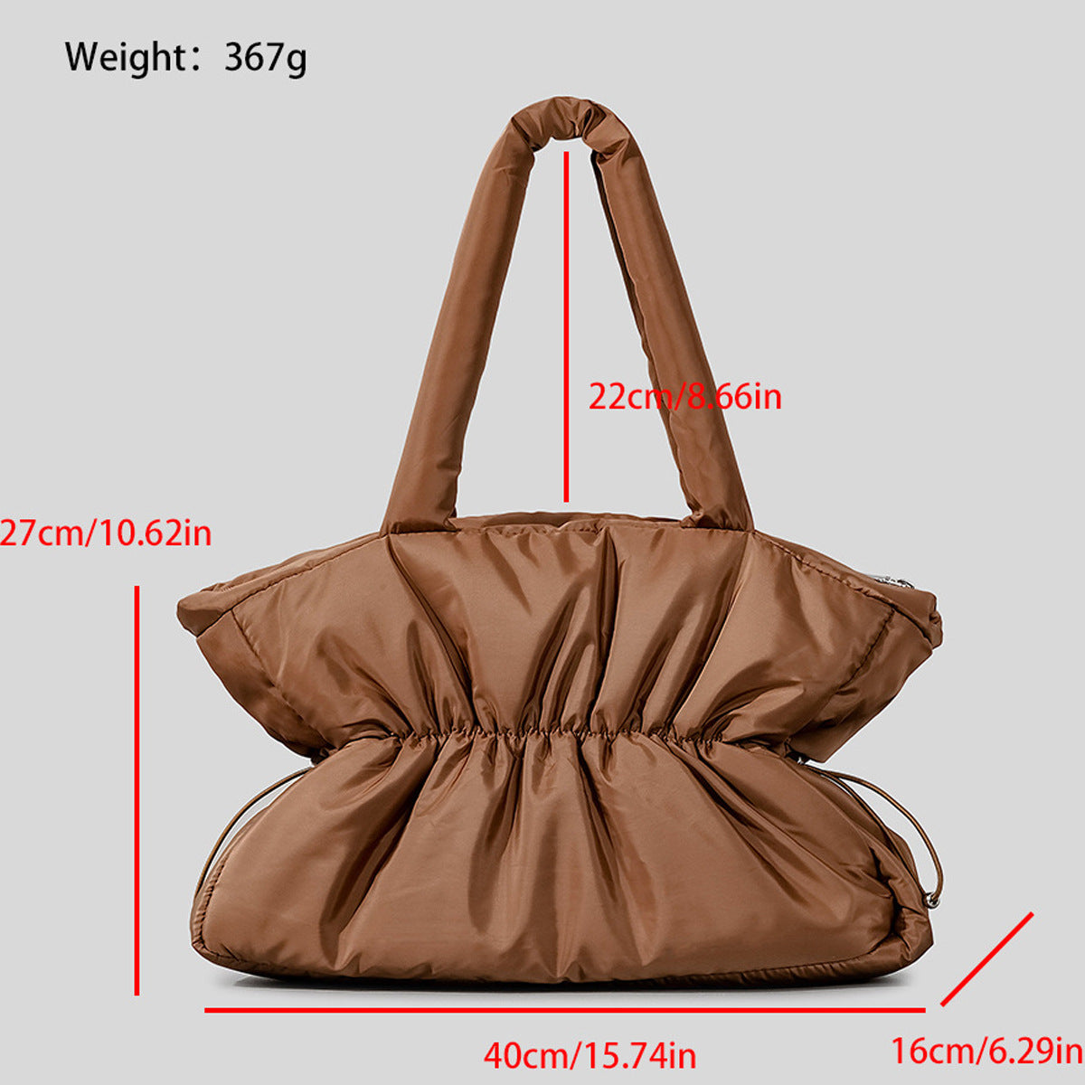 Pleated Cotton Filled Large-Capacity Handbag For Women
