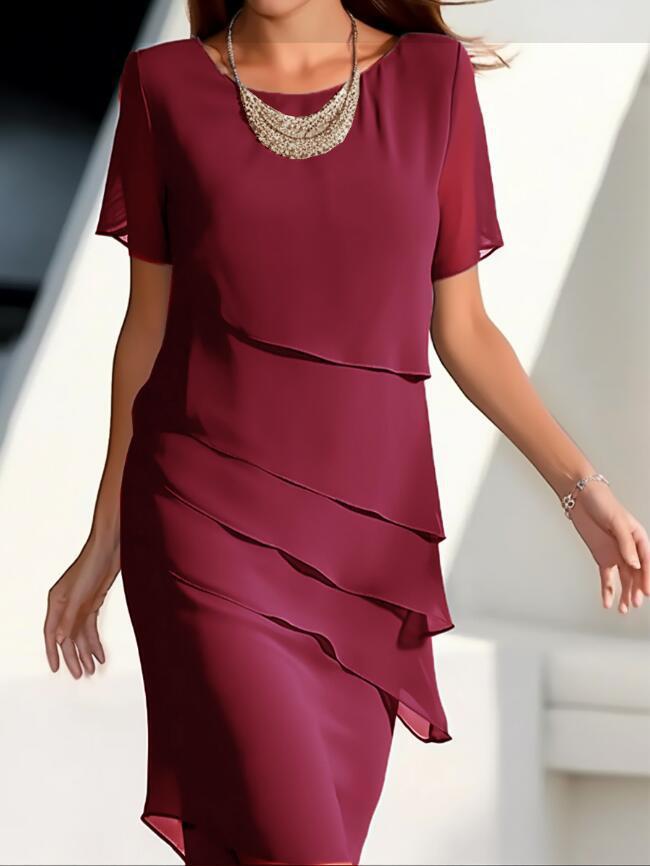 Patchwork Round-Neck Short-Sleeve Dress