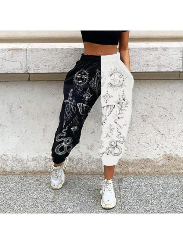 Casual Contrast-Colour Printed Trousers