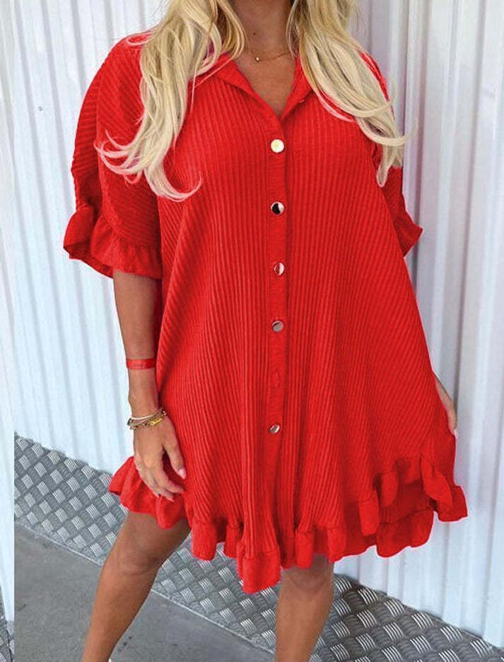 Women's Pleated Shirt Mini Dress