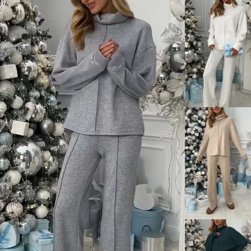 Turtleneck Long-Sleeve Knitted Outfit