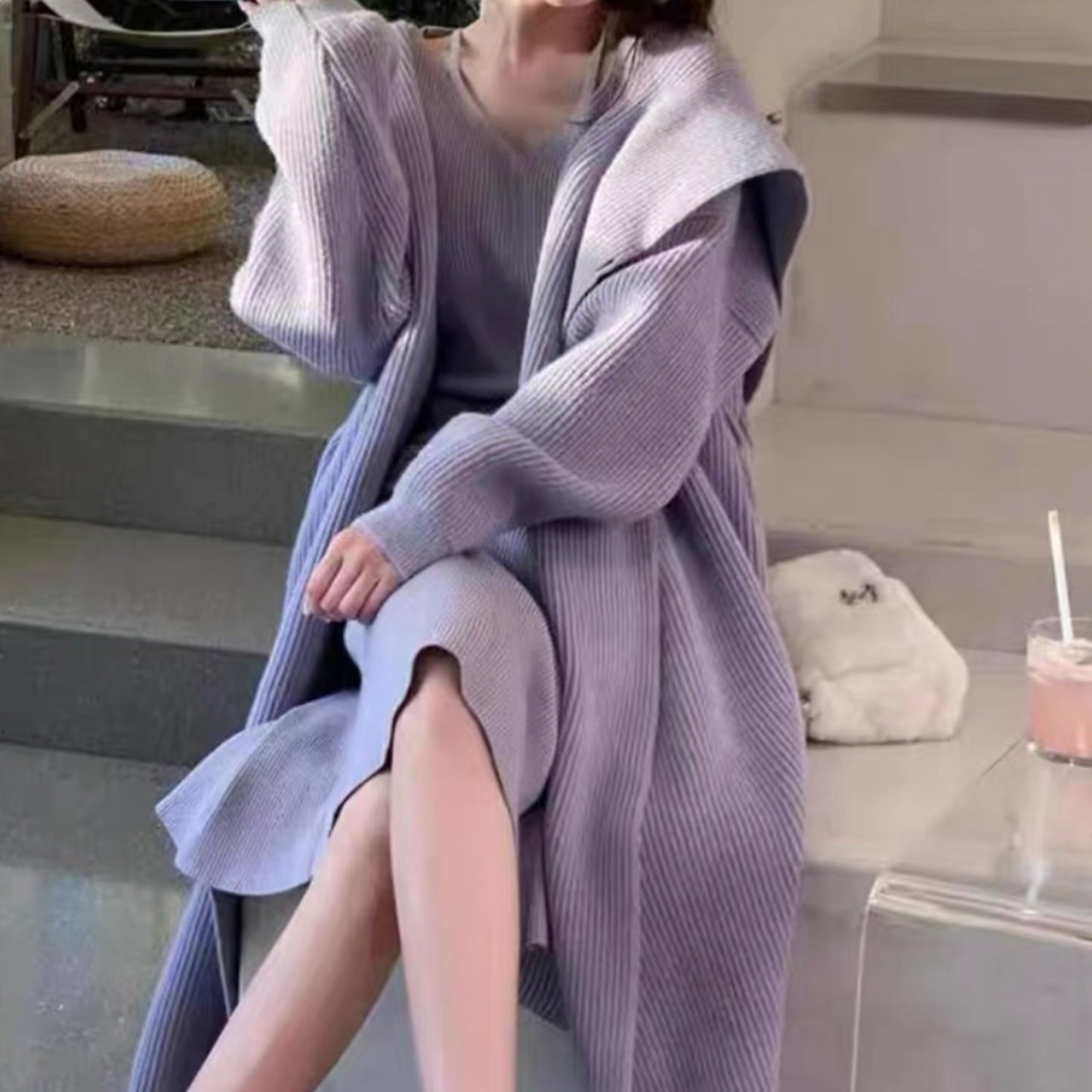 Alpaca Wool Sweater Coat for Women
