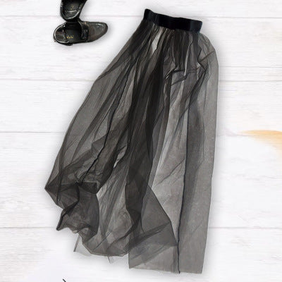 Match it with a skirt with long trousers and a sheer skirt