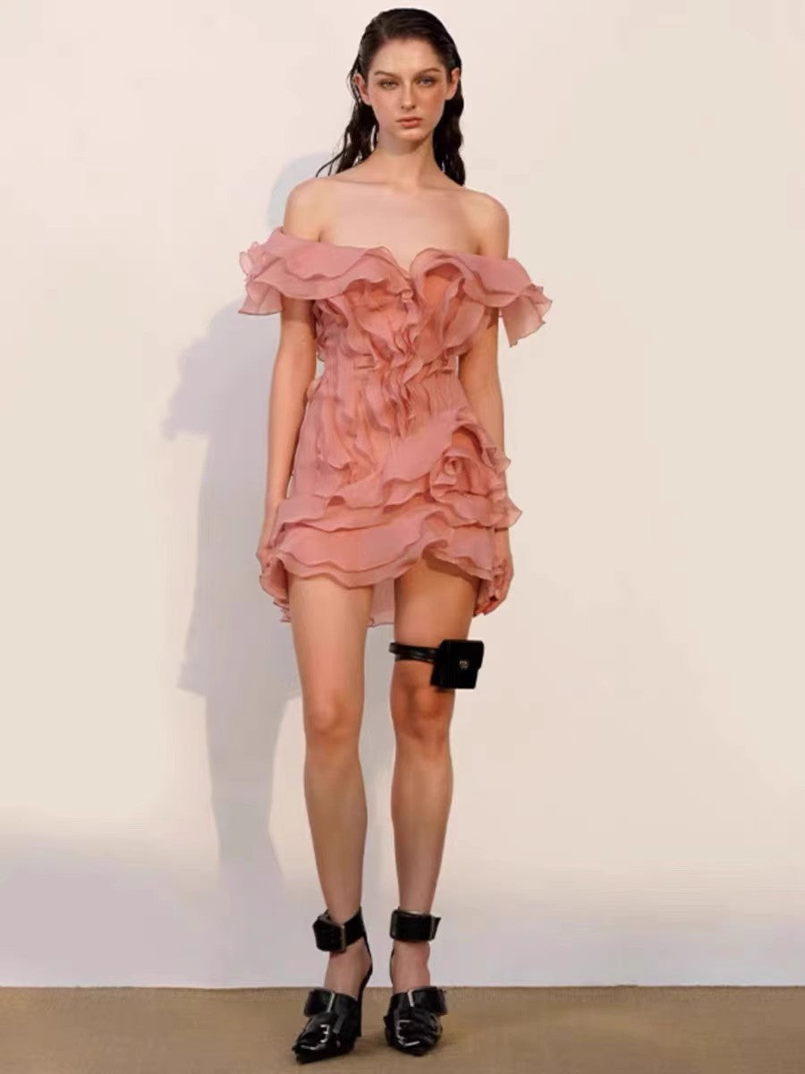 V-Neck Mid-Waist Short Dress