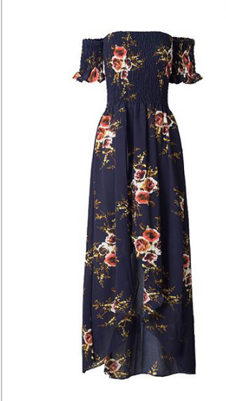 Boho-Style Off-Shoulder Beach Long Dress