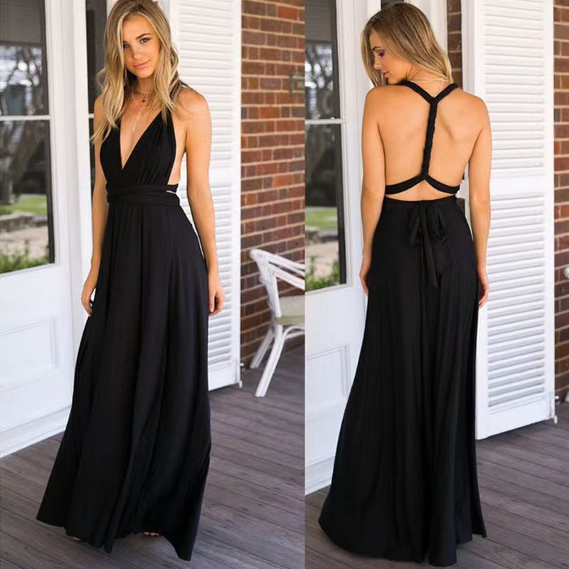 Cross-Strap Maxi Party Dress