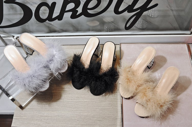 Hand-Stitched Round-Head Rhinestone Sandals