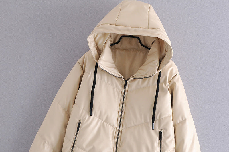 Faux Fur Small Hooded Cotton Jacket For Women