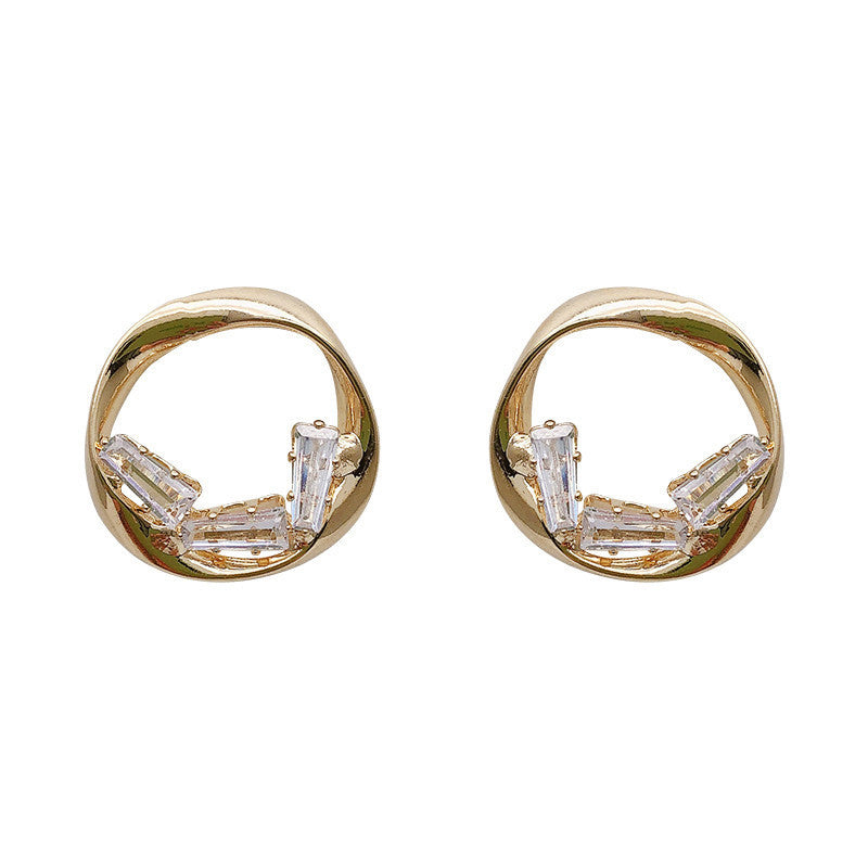 Zircon Geometric Circle Earrings