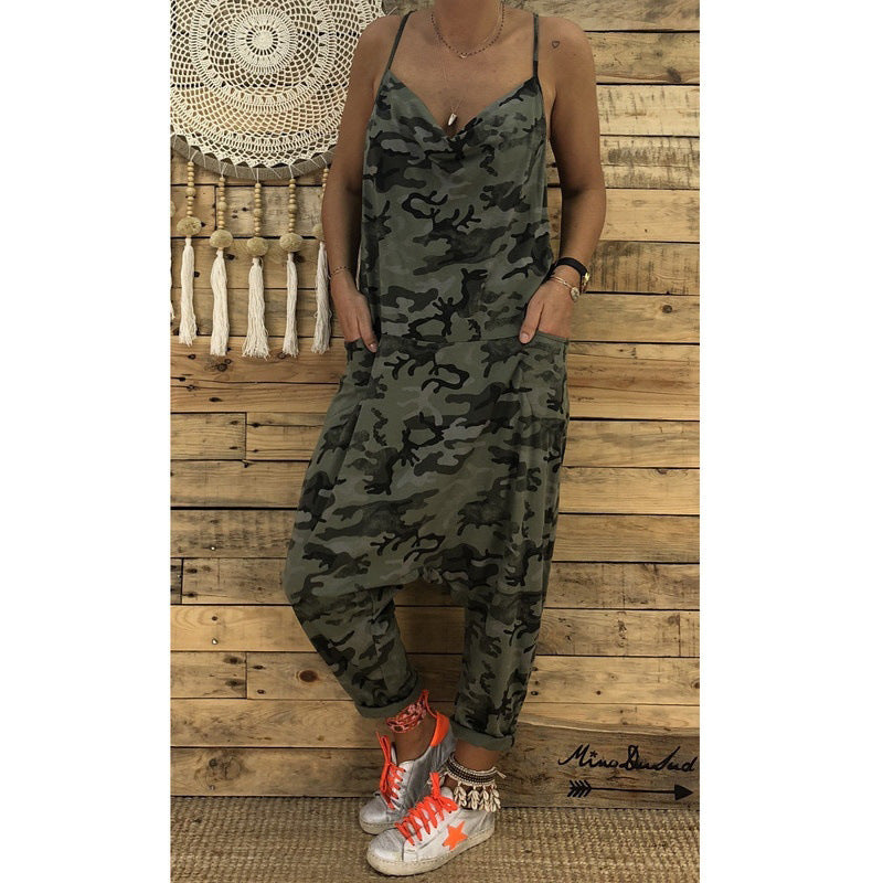 Women's New-Style Camouflage Jumpsuit With Suspenders