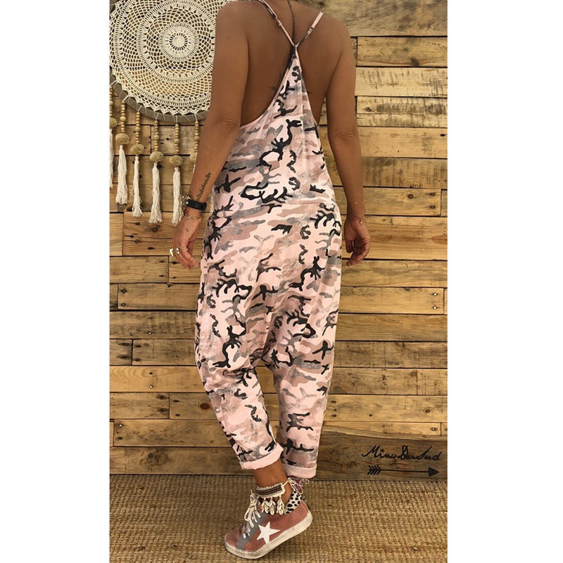 Women's New-Style Camouflage Jumpsuit With Suspenders