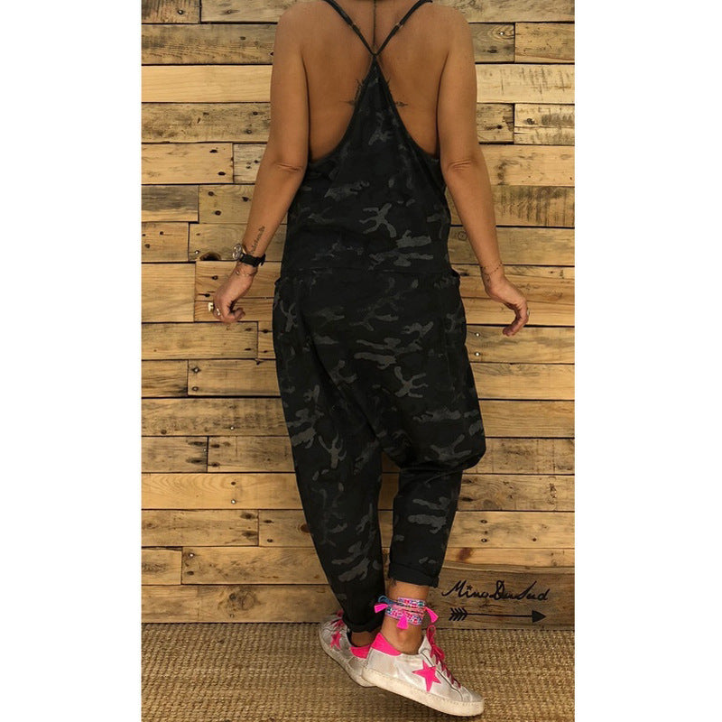 Women's New-Style Camouflage Jumpsuit With Suspenders