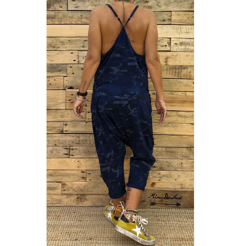 Women's New-Style Camouflage Jumpsuit With Suspenders