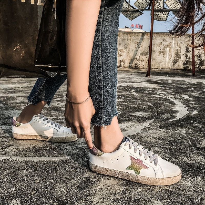 Flat Starred Distressed Shoes