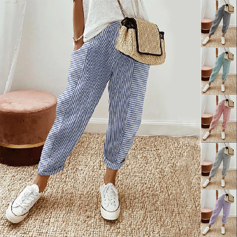 Women's Striped Print Trousers