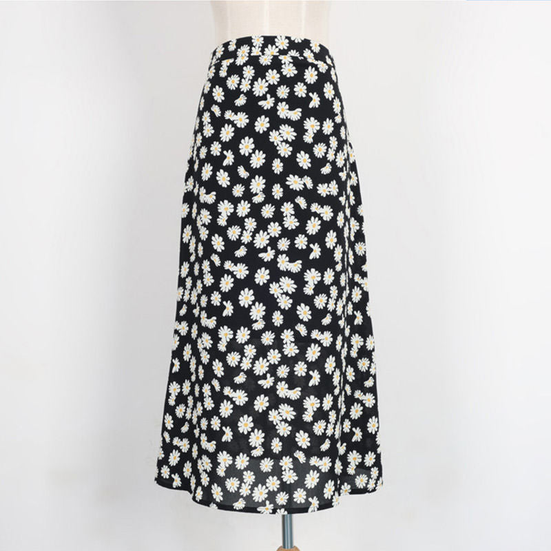 Chiffon Slim Literary Daisy Skirt