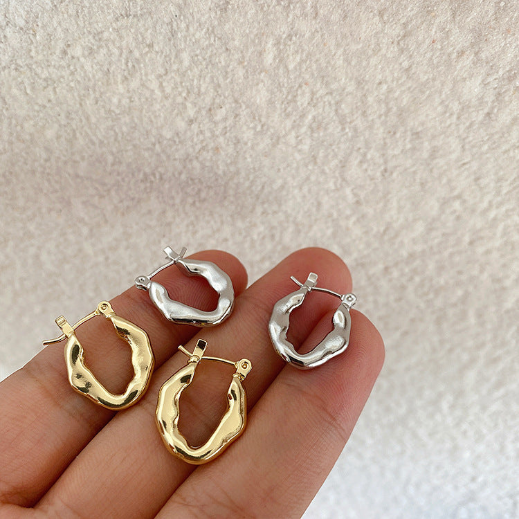 Vintage Irregular Metal Ear Hoop Earrings