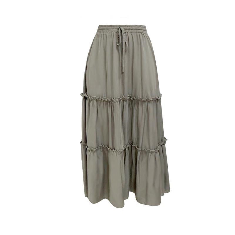 High-Waist Slim Cotton-and-Linen Skirt