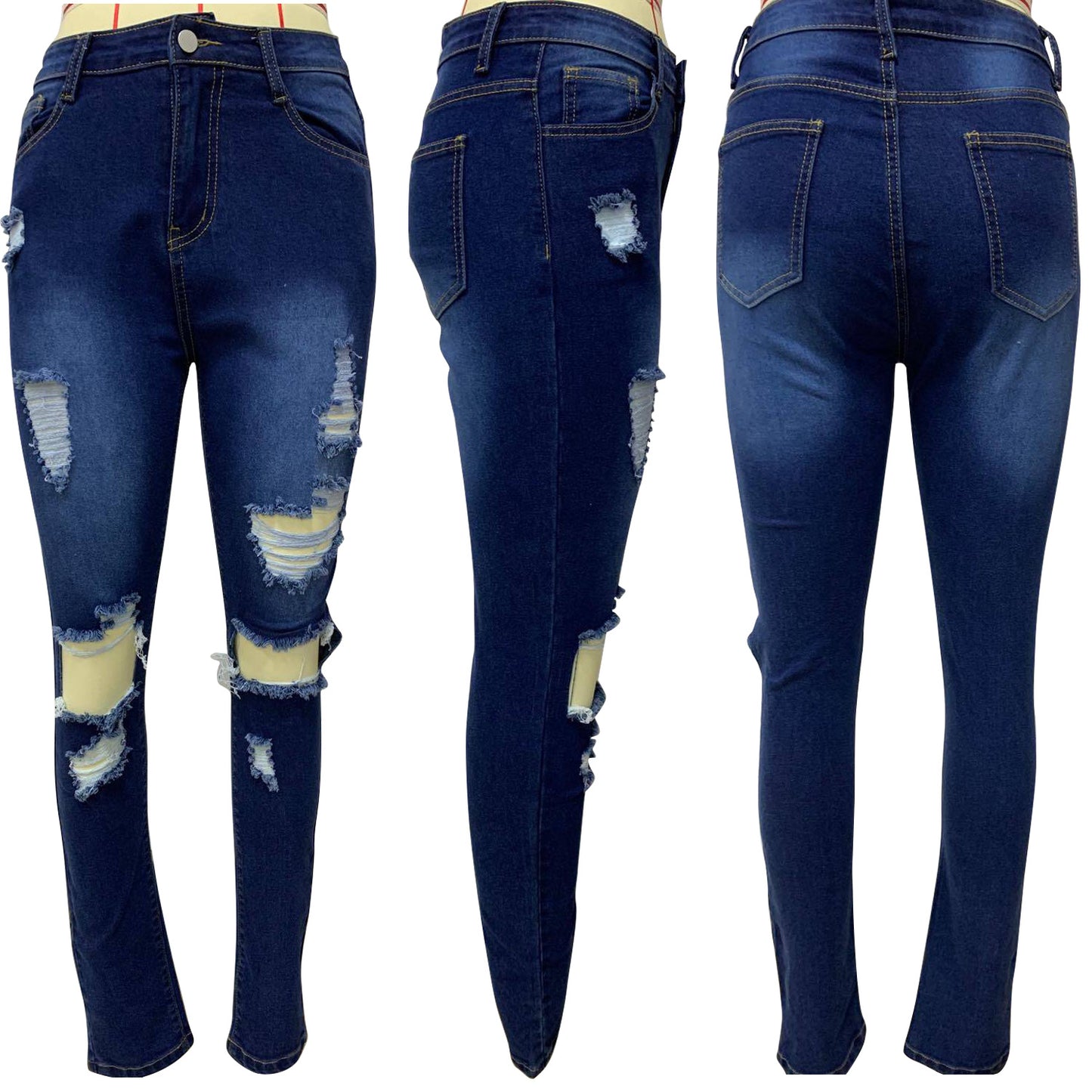 Popular Ripped Fringe Denim Trousers for Women