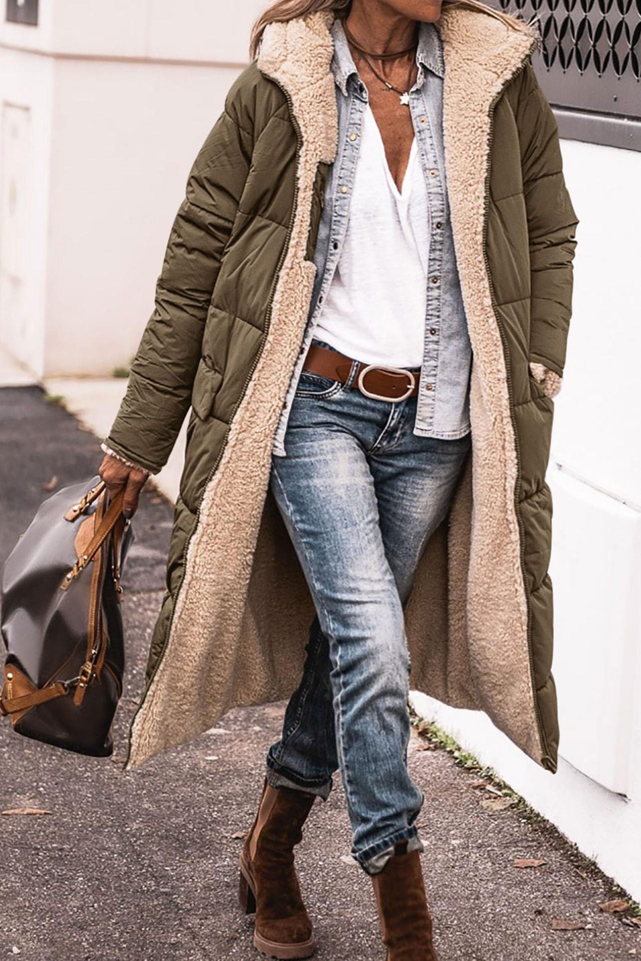 Double-Sided Hooded Long Jacket
