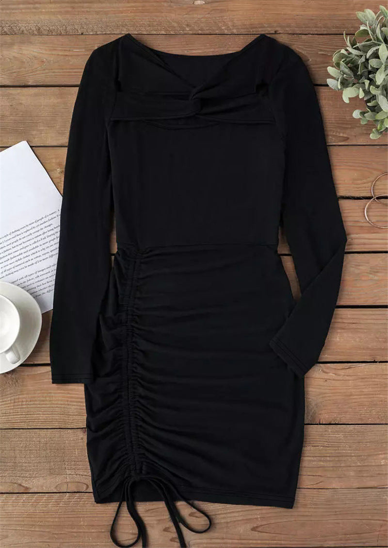 Women's V-Neck Long-Sleeve Tight-Fit Mini Dress