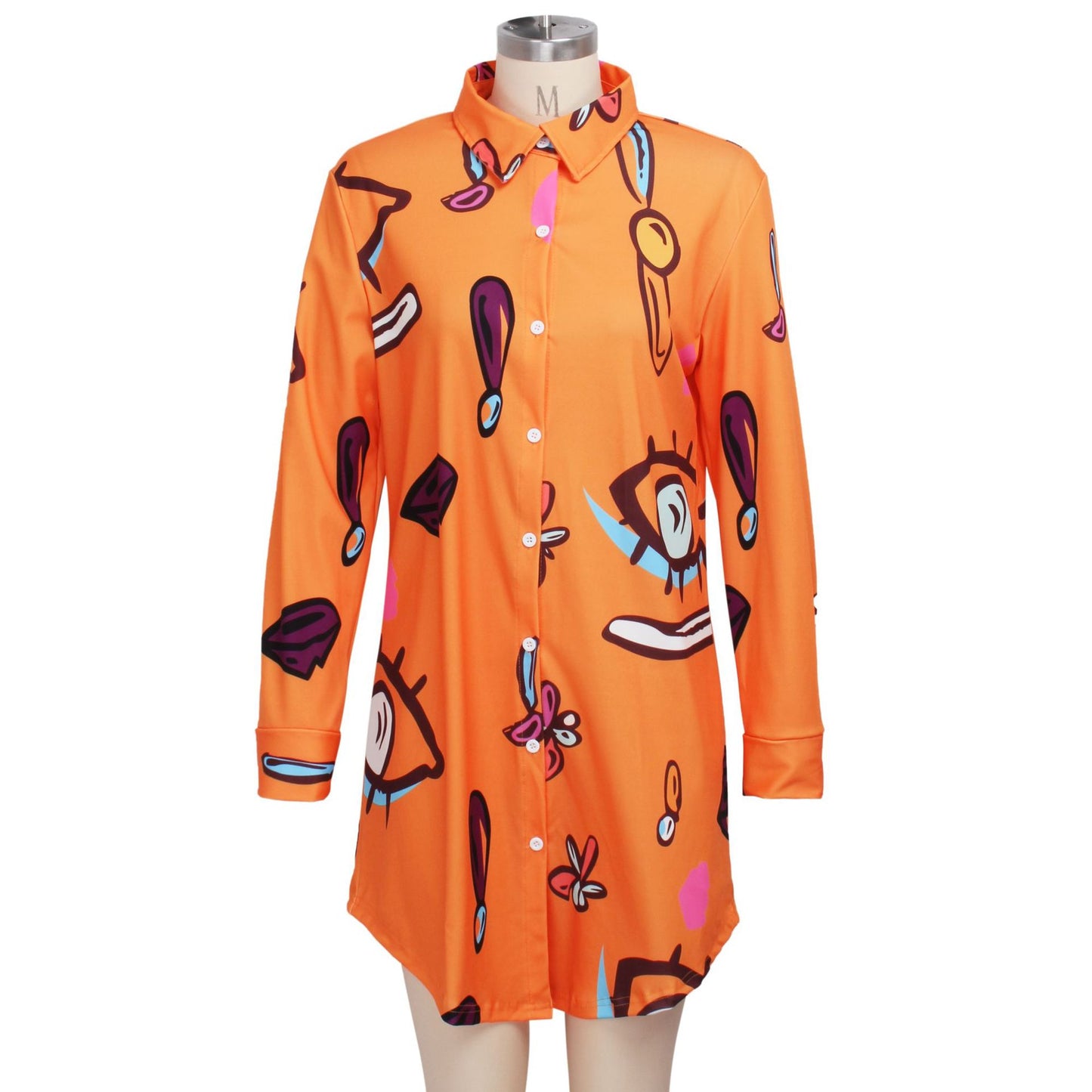 Fashion Printed Multicolour Women's Shirt Dress