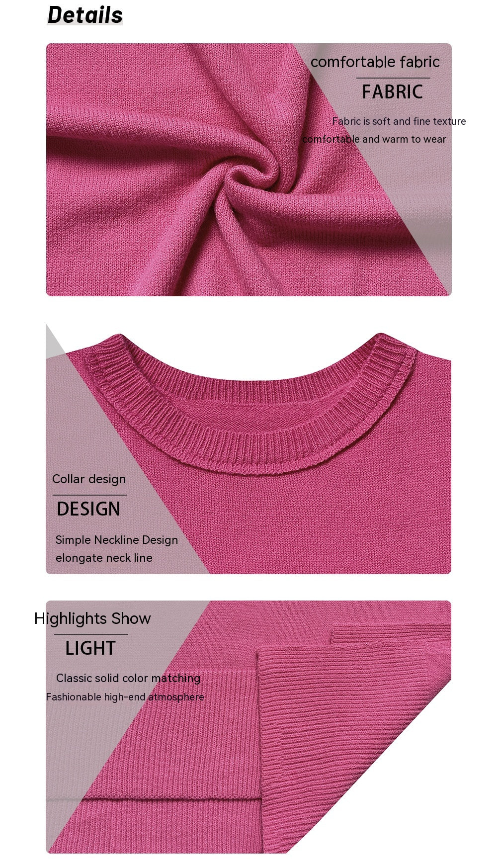 Round-Neck Women's Knitwear Bell-Sleeve Solid-Colour Sweater