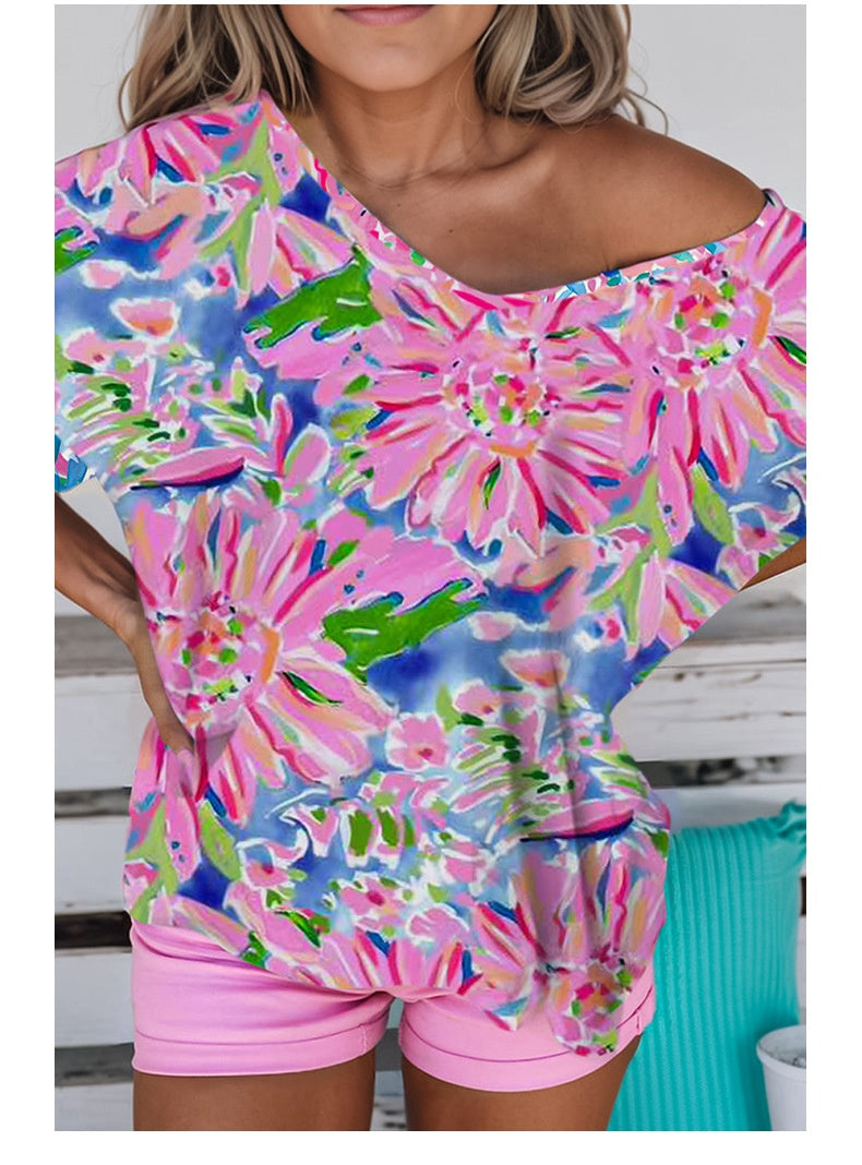 Printed Drop-Shoulder-Sleeve Top For Women