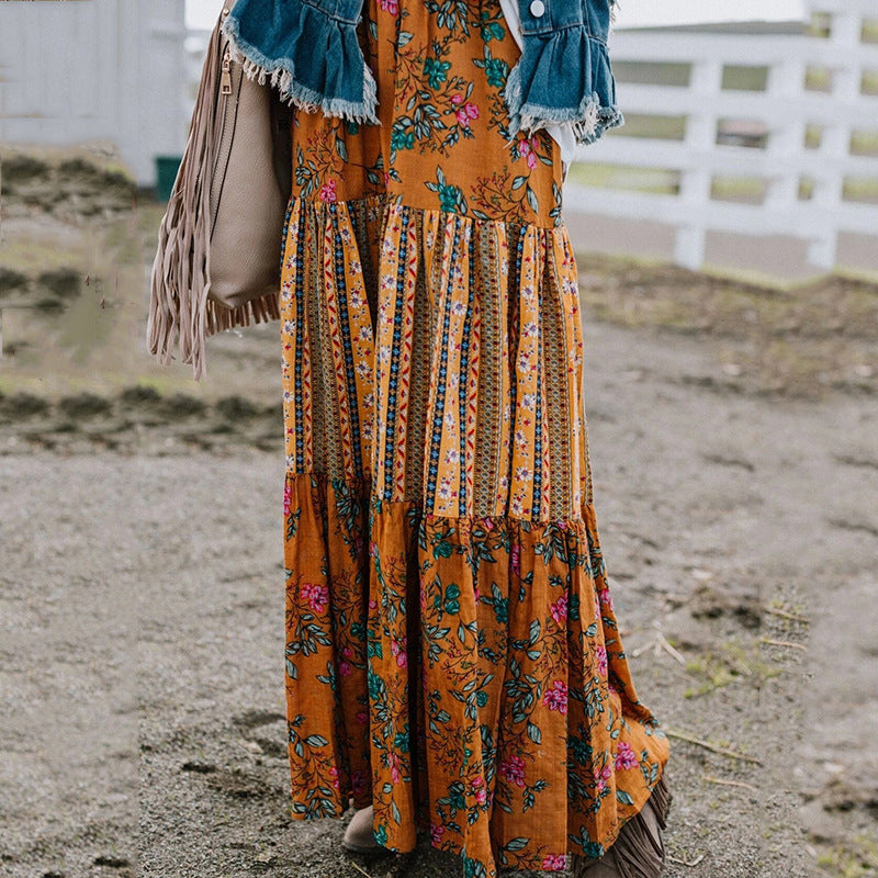 Printed pleated skirt