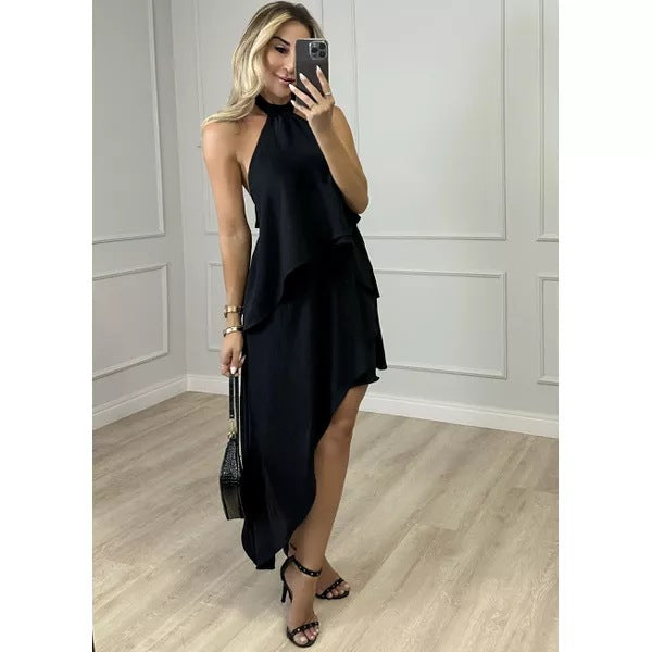Crossbody Halter Layered Dress