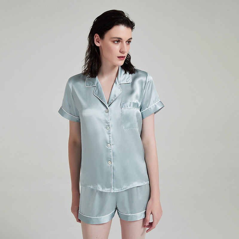 Women's Silk Short Sleeved Shorts Pajama Suit