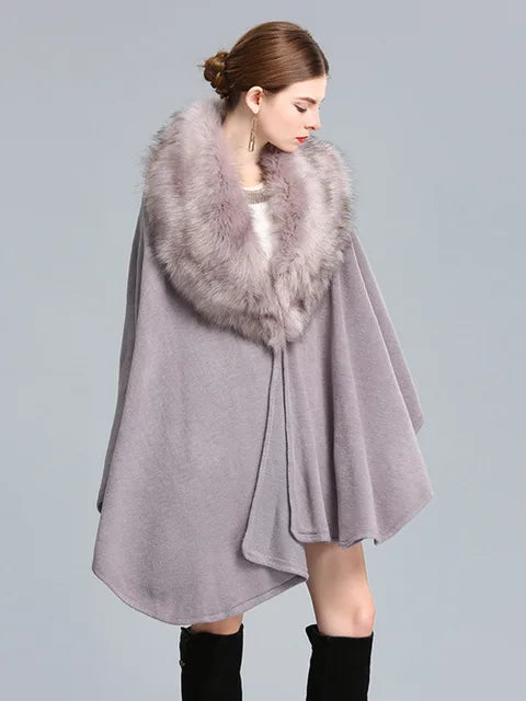 Splicing Plush Cloak Jacket