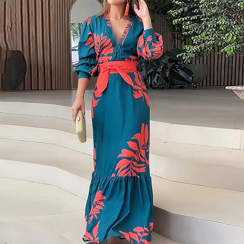 Bohemian Style Fashion Printed Long-Sleeve Dress