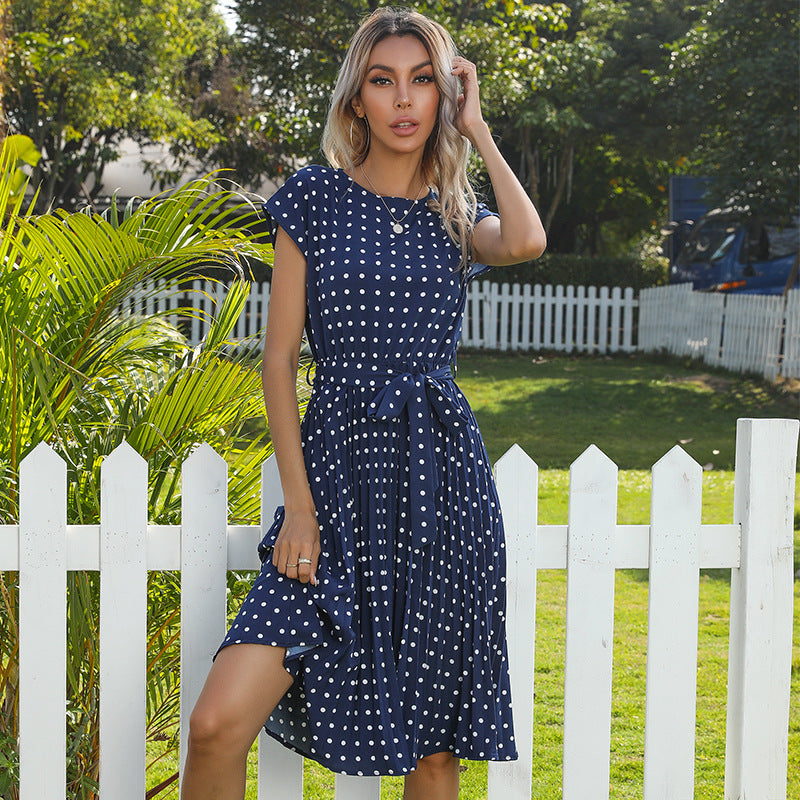 Polka Dot Short-Sleeve Dress