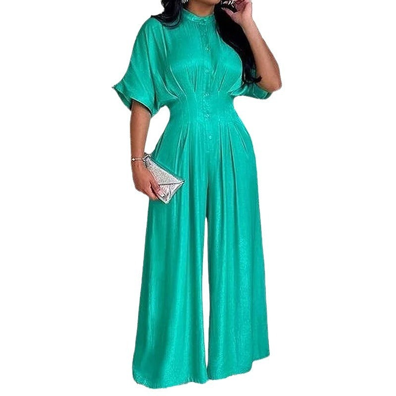 Bat-Sleeve Wide-Leg Jumpsuit