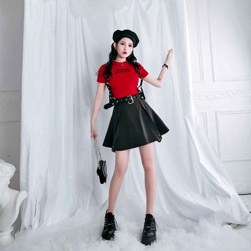 Punk Metal Double-Strap Skirt
