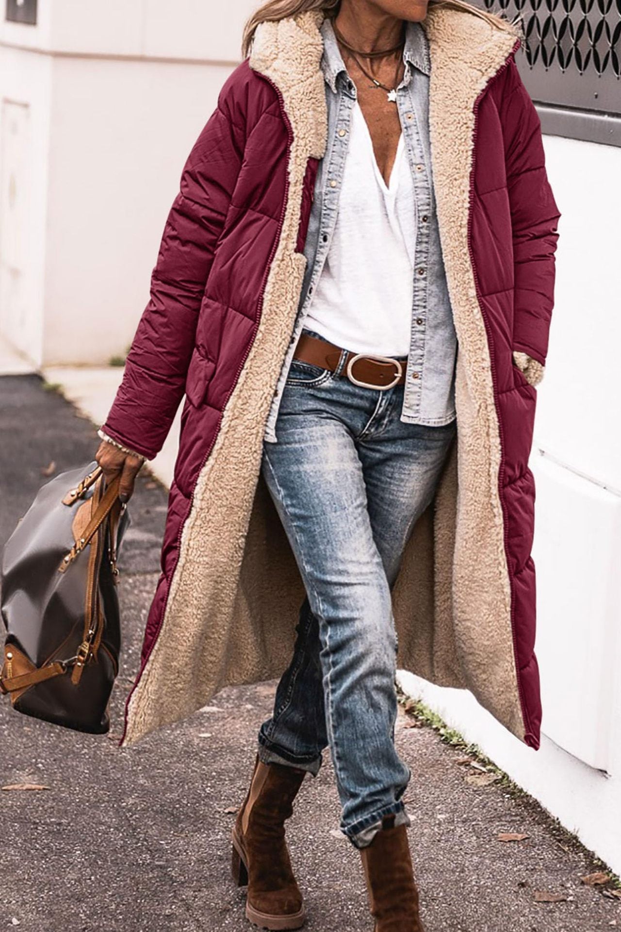 Double-Sided Hooded Long Jacket