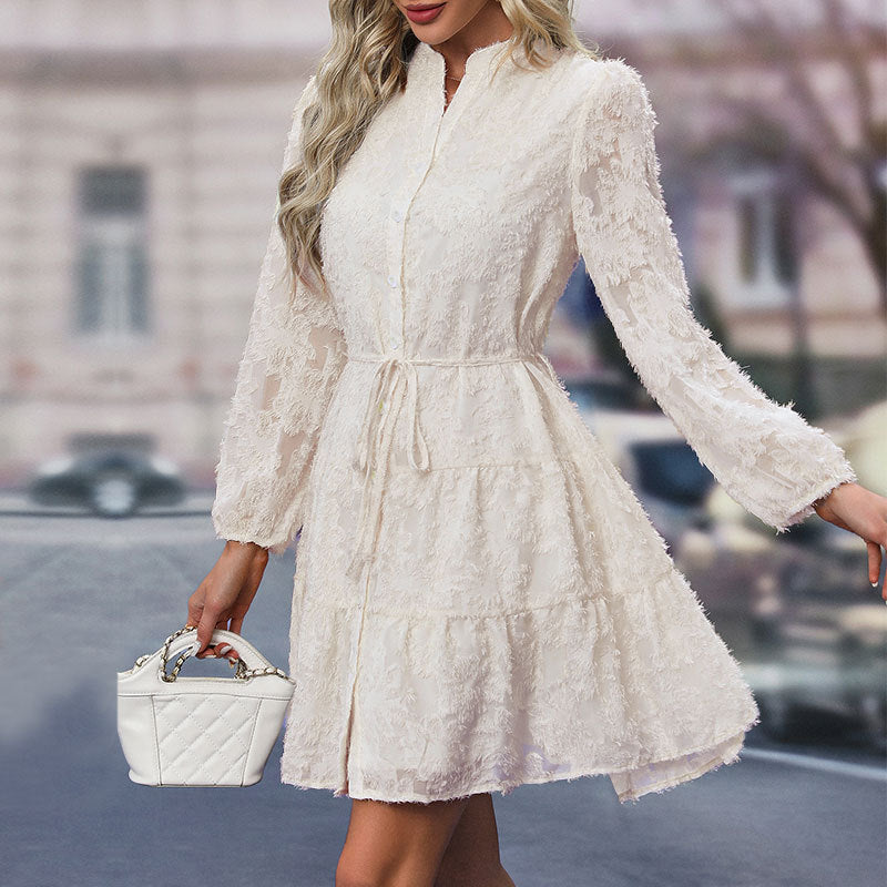 Lace Long-Sleeve Mini Dress