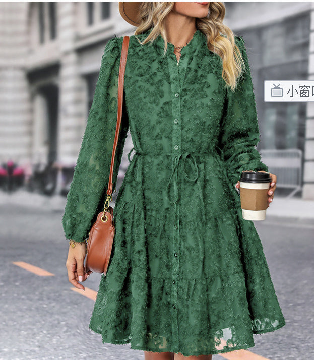 Lace Long-Sleeve Mini Dress
