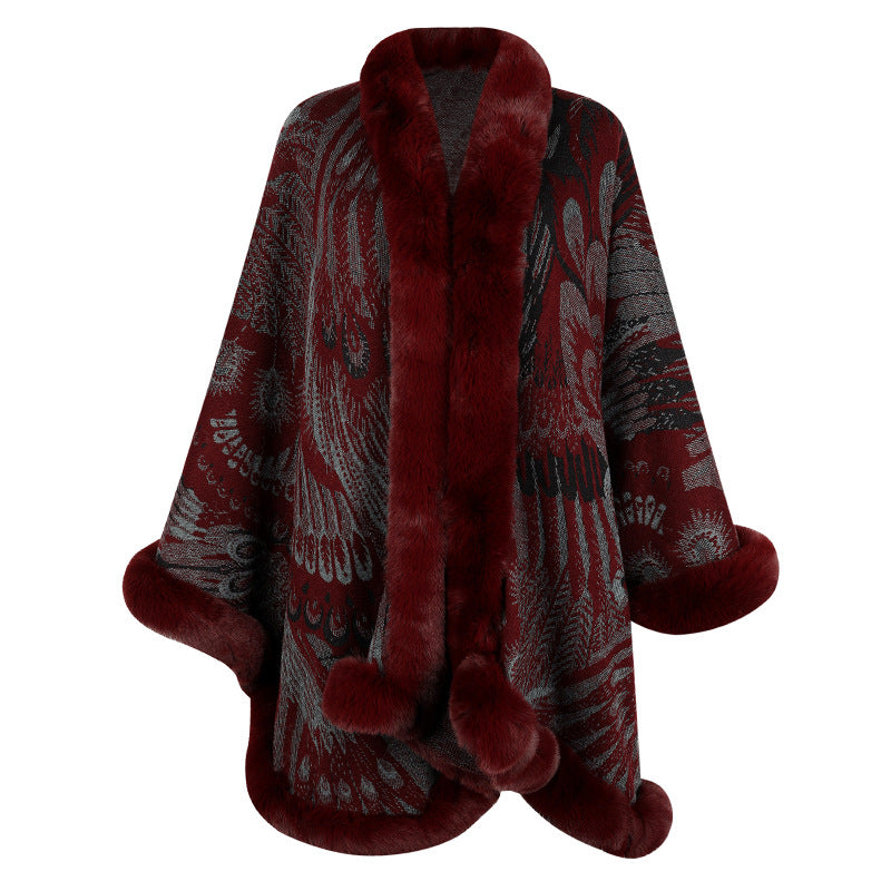 Knitted Cloak Thick Warm Shawl