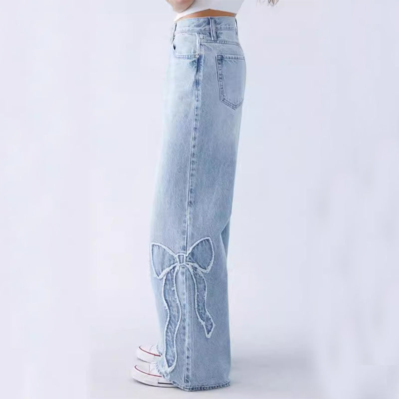 Women's Frayed Butterfly Denim Trousers
