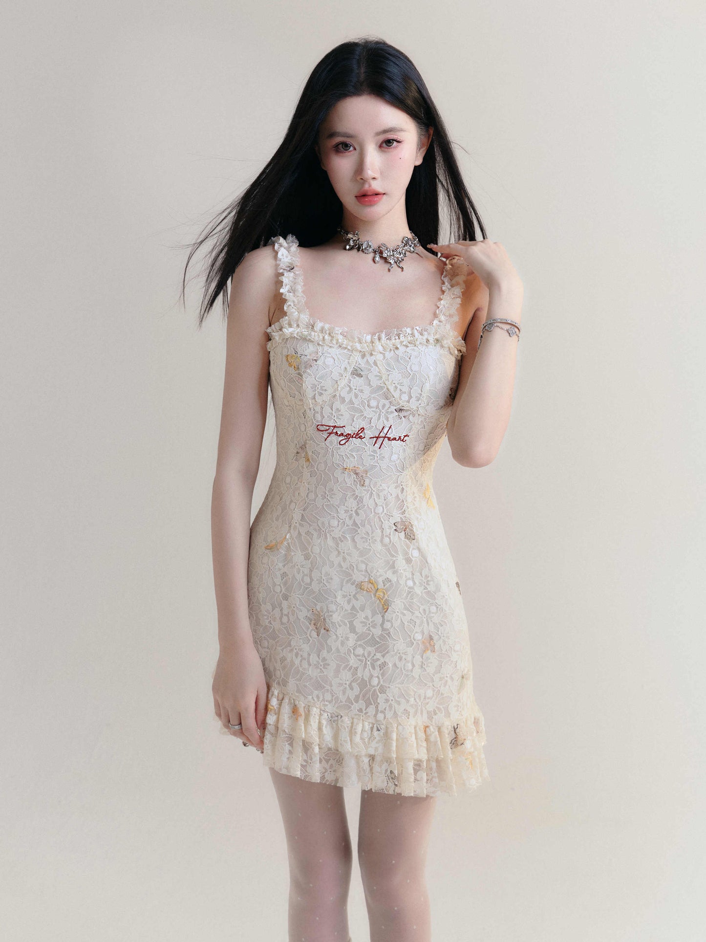 Slim Lace Embroidery Dress