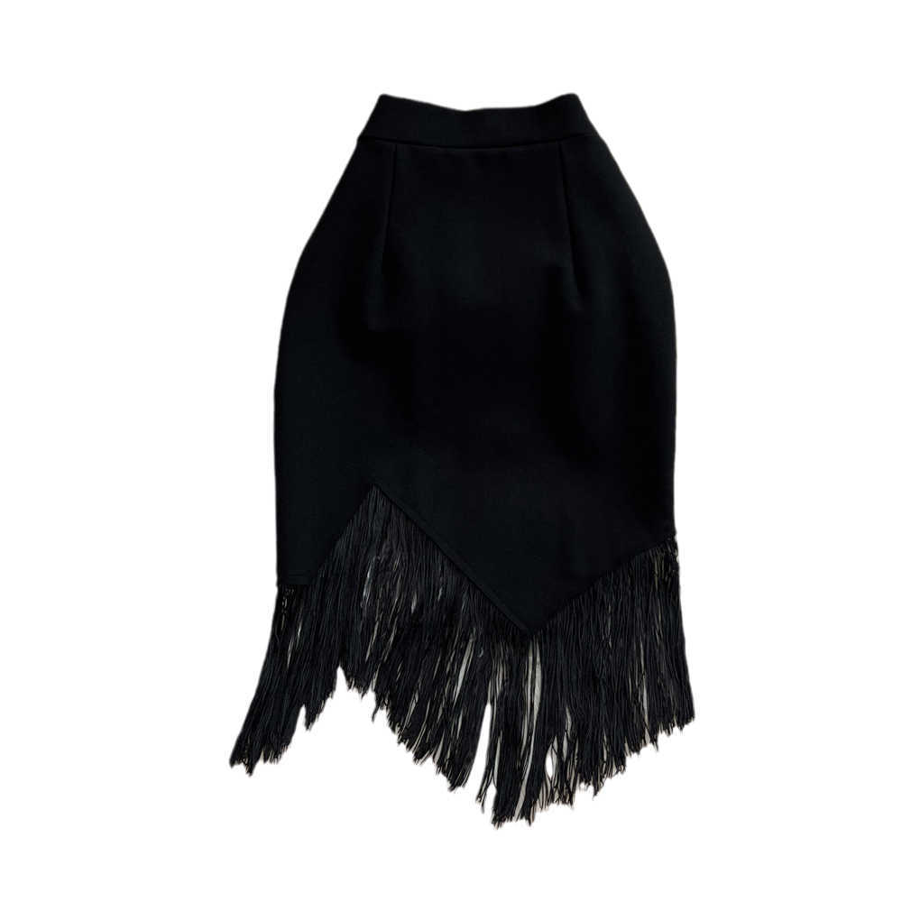 Stitching Tassel High-Waist Irregular Pencil Skirt