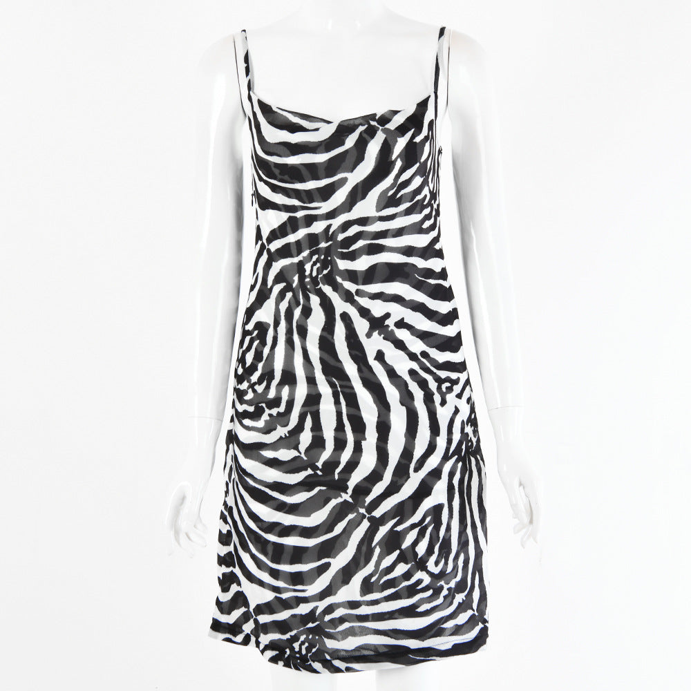 Zebra Print Suspender Dress